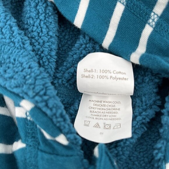 Hanna Andersson Reversible Bunting Sherpa Jersey 6-12 Months Striped Teal 70cm - Picture 4 of 6